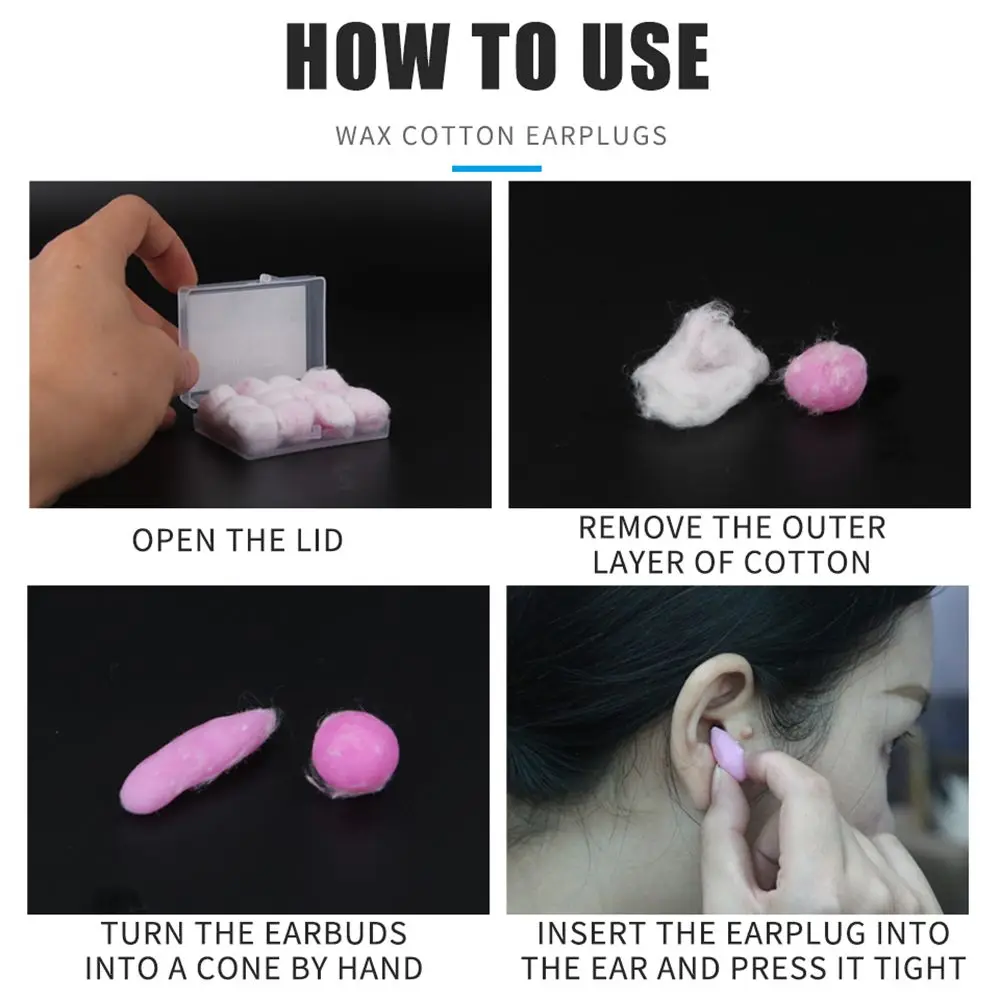 2/4/6/12/20PCS Gift Soft Wax Cotton Earplugs Wax Pink Ear Plugs Soundproof Kneadable Noise Reduction Ear Plug Unisex