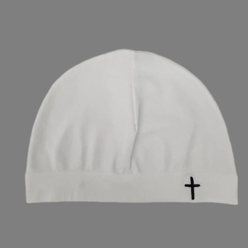 Cross Embroidered Skull Cap Thin Beanie Soft Breathable Stretch Hat for Men Women Casual Streetwear Travel Outdoor All Season