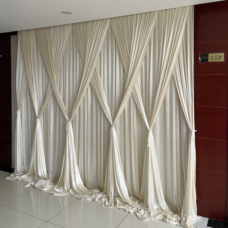 Customs Fashion Beige Wedding Backdrop Curtain Drapes Wedding Supplies Party Event Birthday Stage Background Draperia Decoration