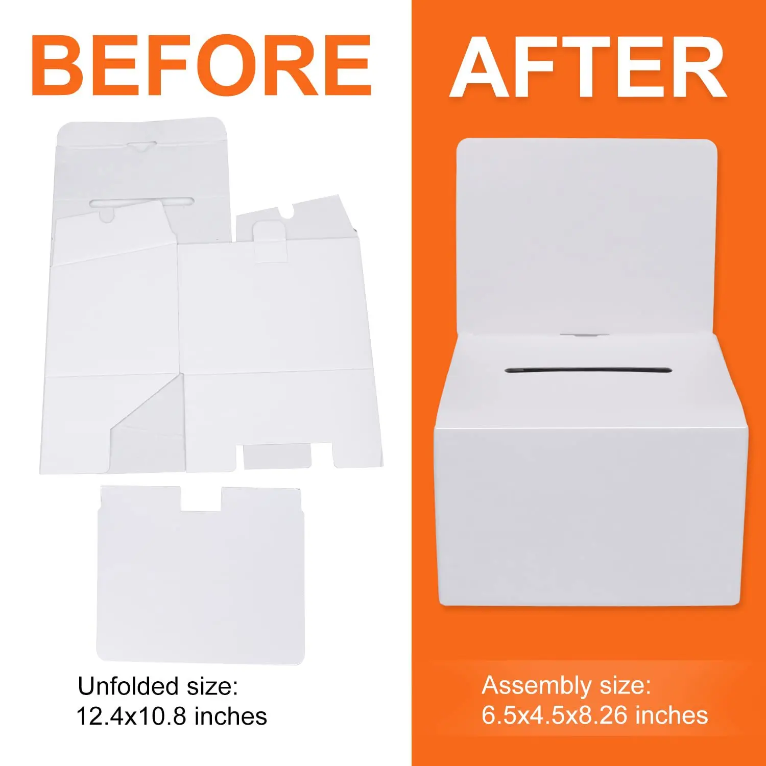 

5pcs White Voting Foldable Suggestion Box Donation Container With Slot For Schools Offices Charity Feedback Collection Box