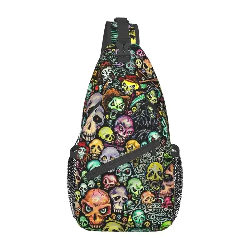 

Halloween Skull Skeleton Gothic Bones Sling Bags Men Fashion Shoulder Crossbody Chest Backpack Cycling Camping Daypack