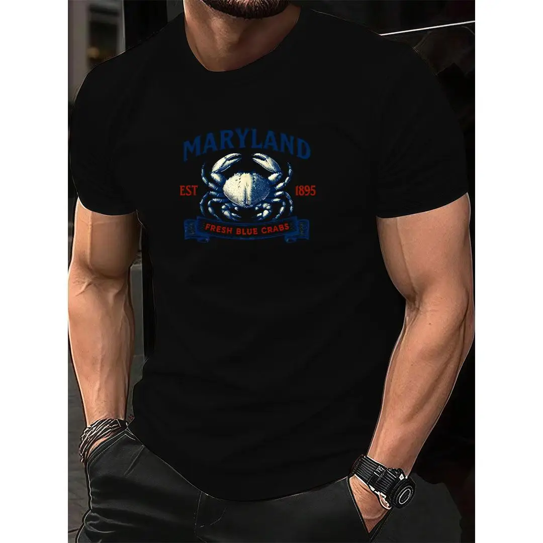 

Maryland Blue Crabs T-Shirt, Vintage Seafood Graphic Tee, Men's Fresh Crabs Lover Top, Streetwear Slogan Shirt, Novelty Gift