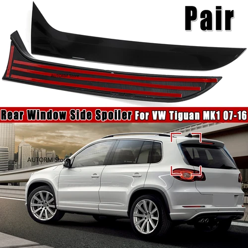 Para Volkswagen para VW Tiguan MK1 negro brillante ventana trasera de coche alerón lateral Canard divisor embellecedor alerones reemplazo 2007-2016