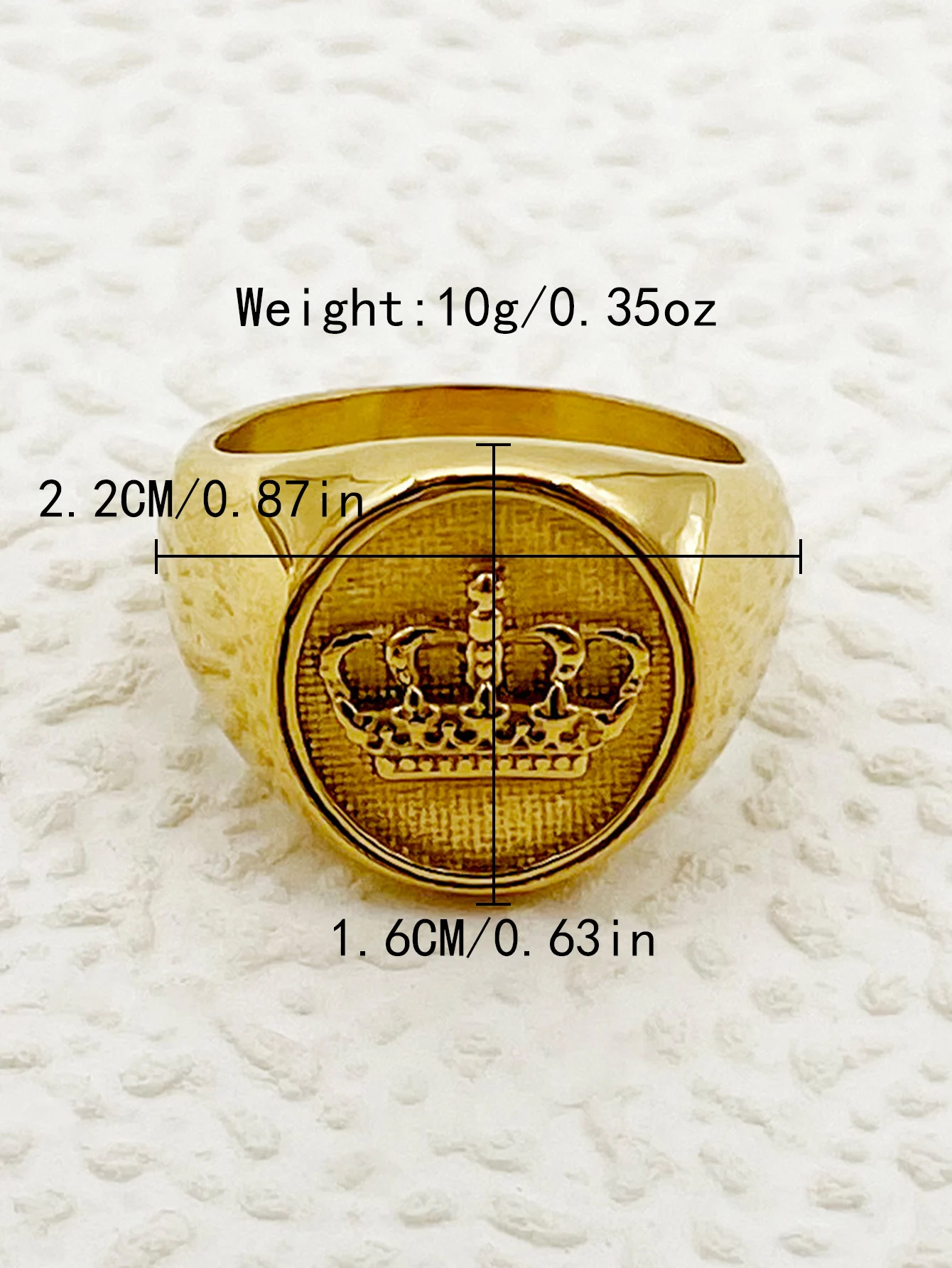 1 قطعة تاج أنيق بسيط تنقش الدائري 14K مطلية بالذهب الفولاذ المقاوم للصدأ أنيق اكسسوارات الرجال والنساء البنصر