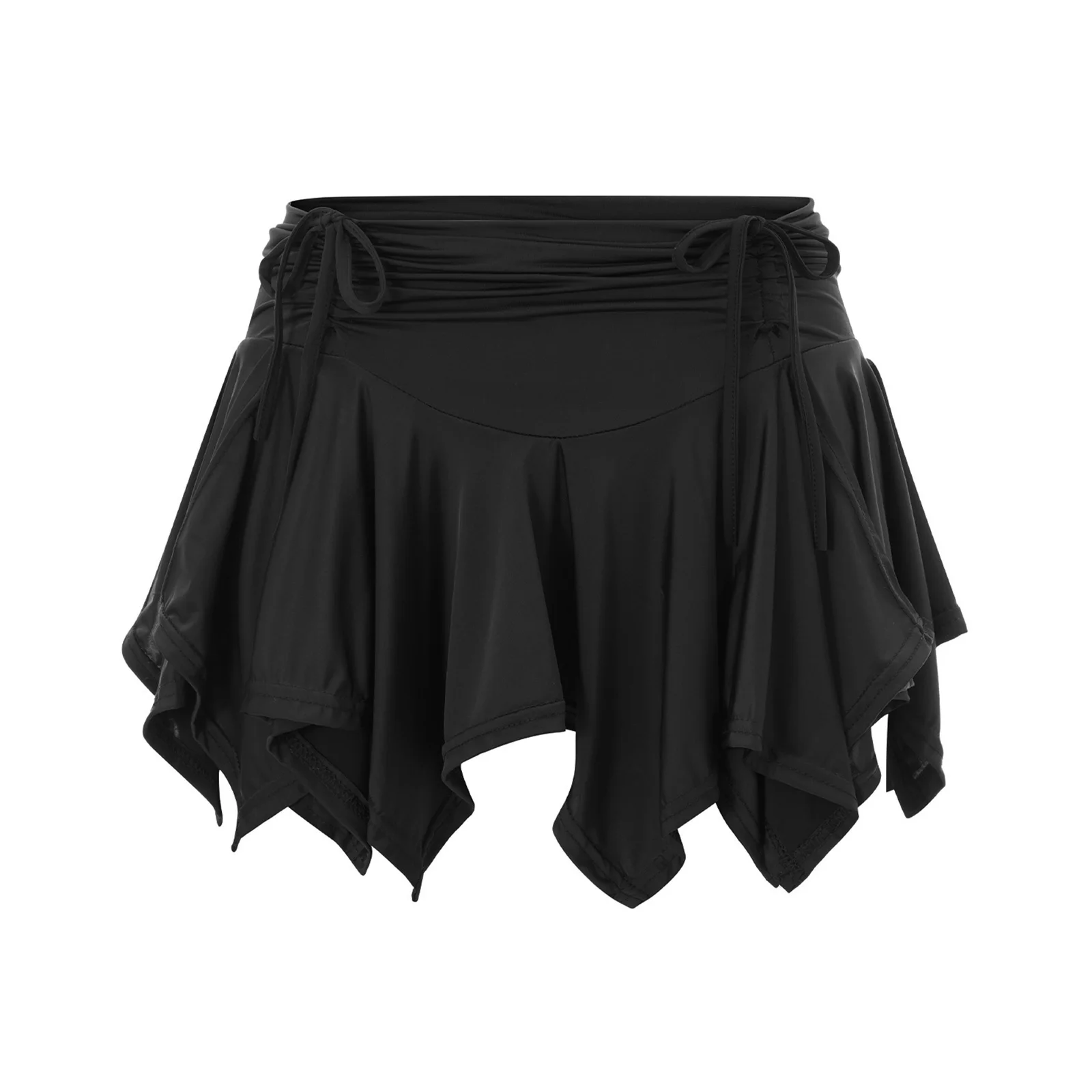 

Women Y2K Retro Low Waist Mini Skirts Tie Up Irregular Ruffle Pleated Short Skirt Summer Grunge Gothic 2000s Aesthetic Skirts