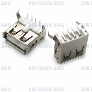 10pcs,90 תואר התוספת לוח מעוקל רגליים קרלינג לבן פלסטיק ברזל פגז לא מוגן חזרה כיסוי סוג USB נקבה מחברים