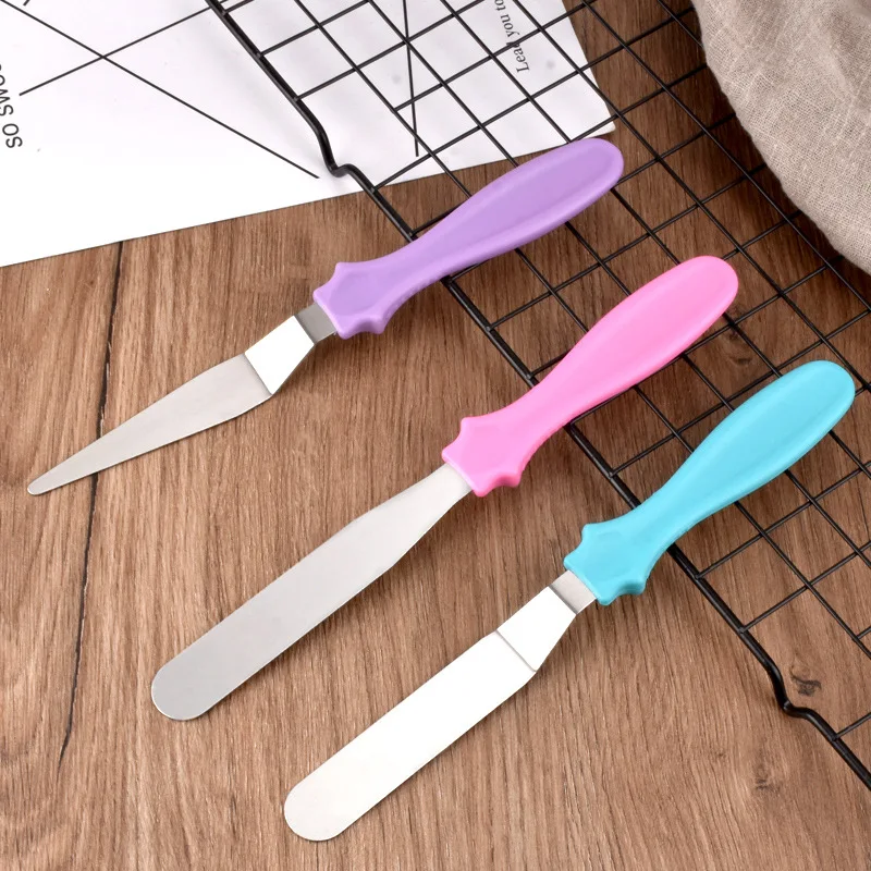 3pcs/set Small Cranked / Angled Spatula Palette Knife Fondant Sugarcraft Tools Stainless Steel Butter Cake Cream Knife Spatula