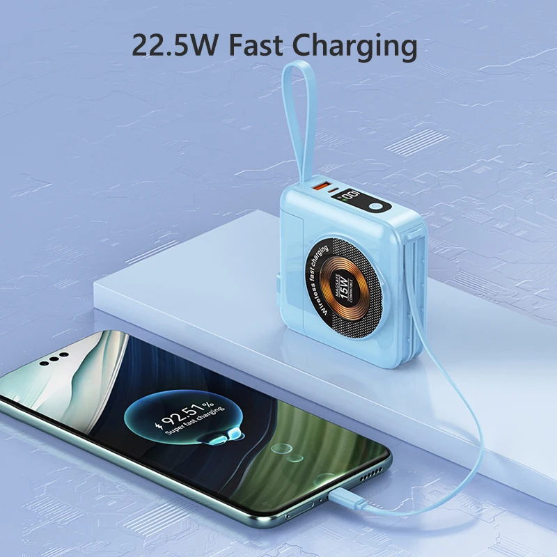 20000mAh Magnetic Power Bank 15W Wireless Fast Charger for iPhone 15 14 Samsung Huawei Xiaomi Portable Powerbank With AC Plug EU