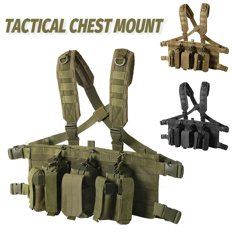 

Tactical Hunting Chest Rig Bag CS Airsoft Shooting Molle Chest Mount Multif Military Quick-Release Combat Vest with Magazine Bag