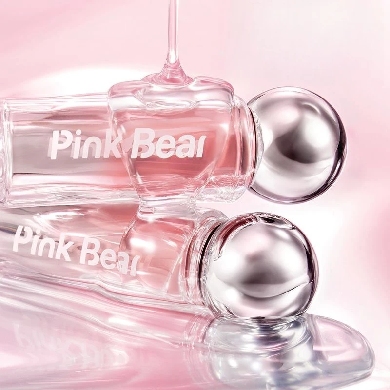 Pink Bear Small Bulb Mirror Lip Glaze Non-stick Cup Film-forming Moisturize Long-lasting Makeup Maquillaje