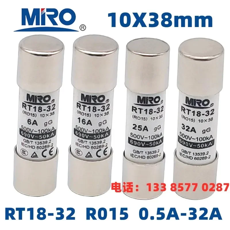 MRO RT18-32/R015/10 * 38mm ceramic fuse tube 500V/690VgG0.5A1A-32A（40PCS)