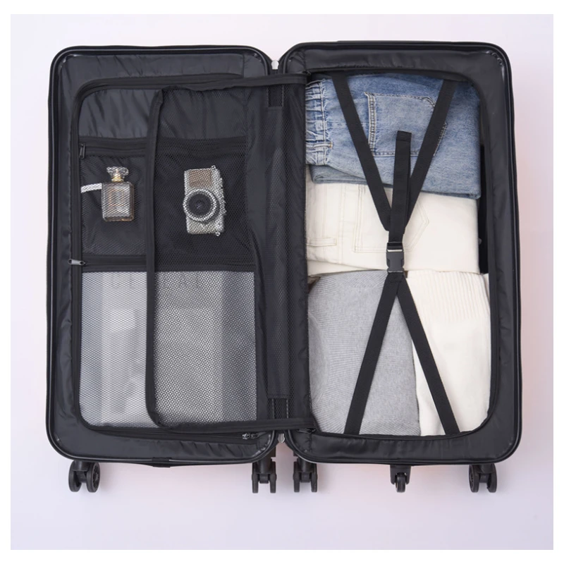 직사각형 여행용 캐리어 PC 5개의 바퀴가 달린 대형 경량 기내 가방 수하물 케이스 여행용 가방 스프링 쿠션