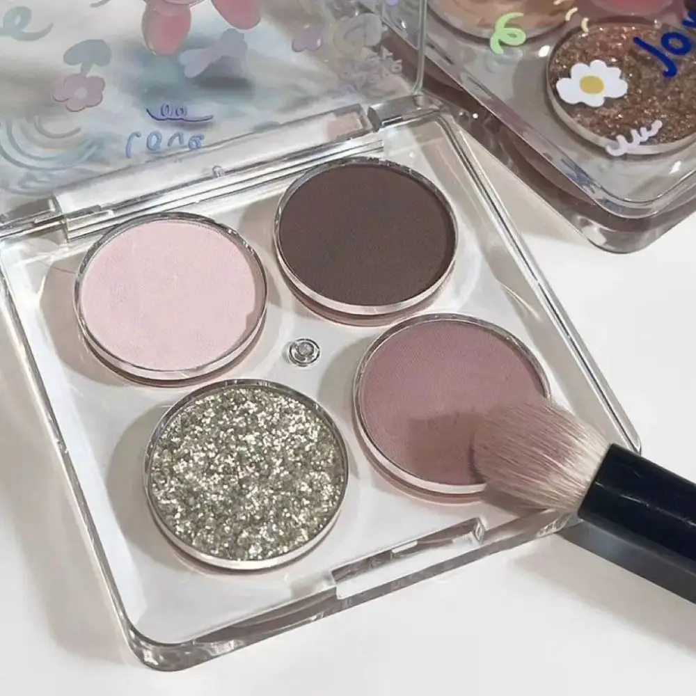 New Pearl 4 Color Eyeshadow Cement Black Metal Silver Gray Ins Eyeshadow Palette Matte Smoky Earth Color Eye Pigment Makeup