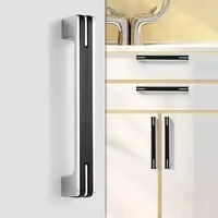 Screw Spacing, Polished Chrome Cabinet Handles,Long Size Drawer Pulls Modern Cabinet Hardware Cabinet Knob Black Silver