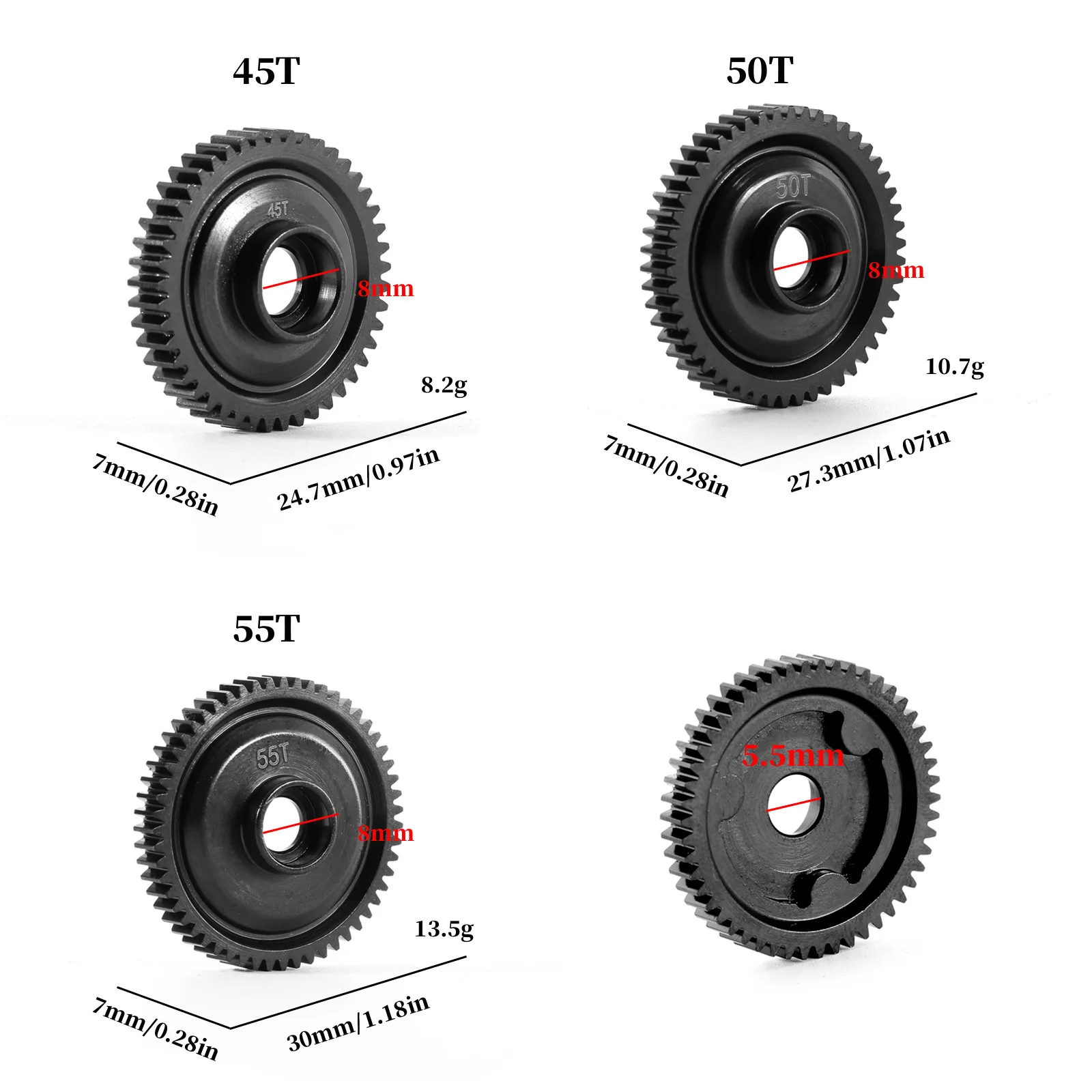 Engrenage droit principal en métal 48P 45T 50T 55T pour voiture RC 1/16 Trxs Summit E-Revo Slash, accessoires de pièces de mise à niveau