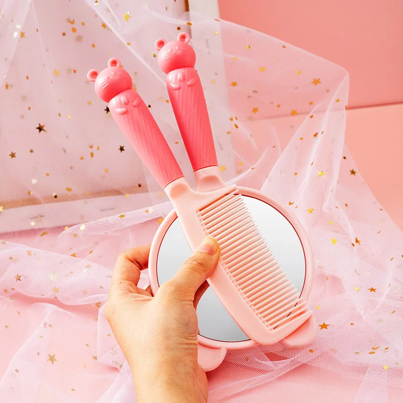 مرآة مكياج محمولة HD محمولة باليد ، مرآة سطح مكتب قابلة للطي ، مزدوجة الاستخدام ، مقبض طالب بأسعار معقولة ، بسيطة ، 1 *