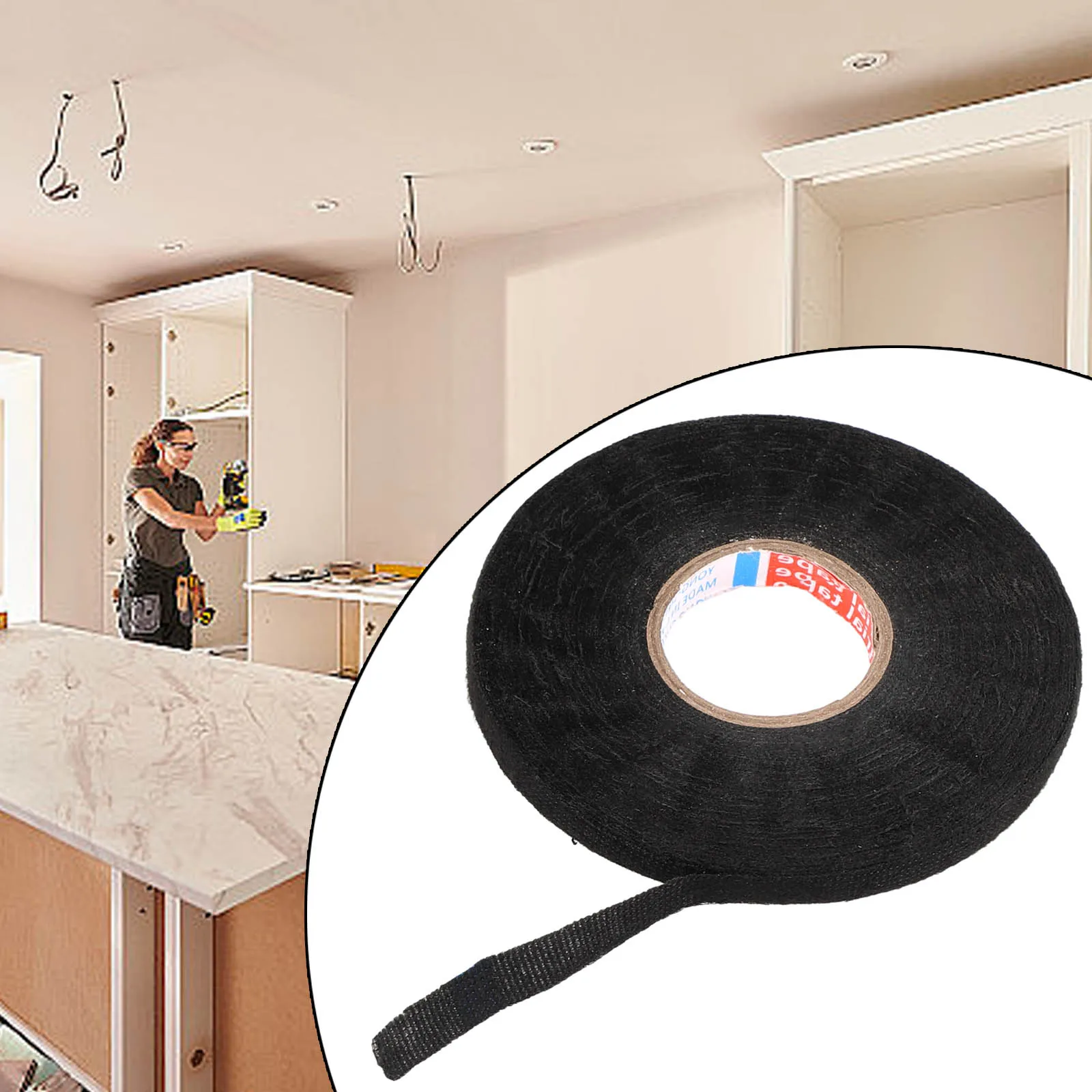 Professional Black Insulation Tape, 15MM*15M, Flame Retardant and Electric Insulation for Wire Bundling and Cable Insulation