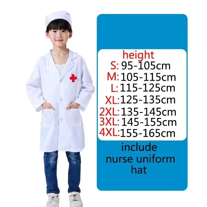 Costume de Cosplay de Médecin et d'Infirmière pour Petite Fille, Vêtements de ixd'Halloween, de Laboratoire Scientifique, Blanc, pour Enfant