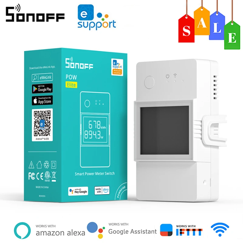 

Смарт-выключатель SONOFF POW Elite, 16 А, 20 А, с ЖК-экраном