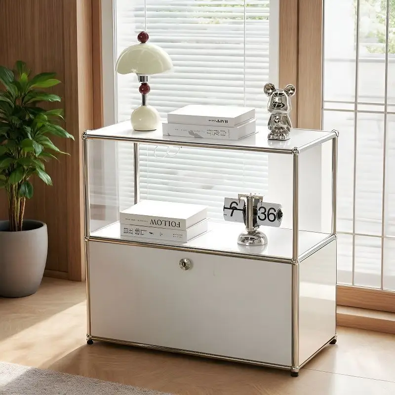 Modern Minimalist Stainless Steel Multi Tier Storage Side Cabinet Sofa Bedroom Bedside Living Room Home Decor Novelty New Indoor