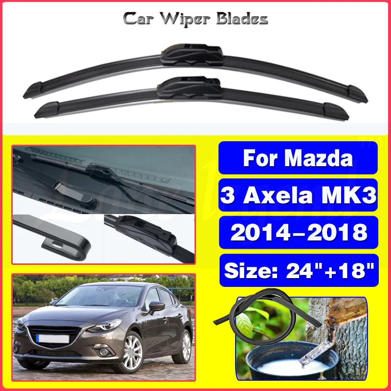 

Wiper Front Hybrid Wiper Blades For Mazda 3 Axela BM BN 2014 - 2018 2017 2016 Windshield Windscreen Window Rain Brushes 24"+18"