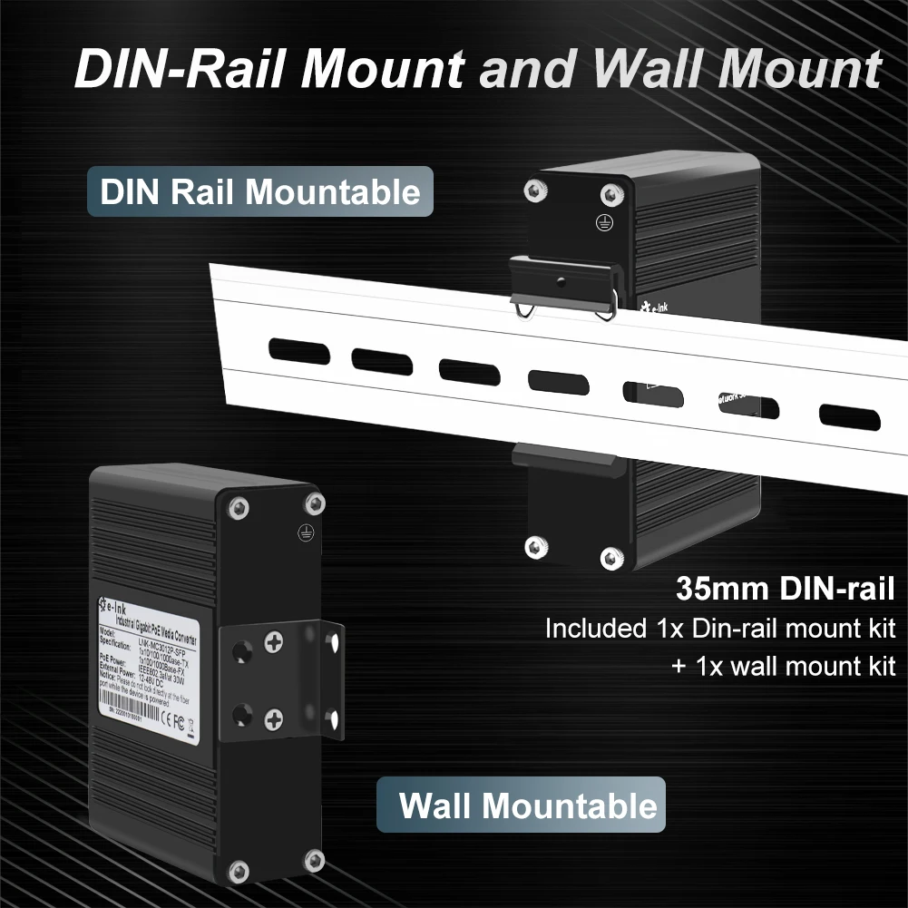 Imagem -06 - Mini Conversor Industrial 1248vdc dos Meios do Gigabit do Ponto de Entrada 30w 60w Comuta Ethernet do Din do Porto com Caixa de Alumínio de Sfp