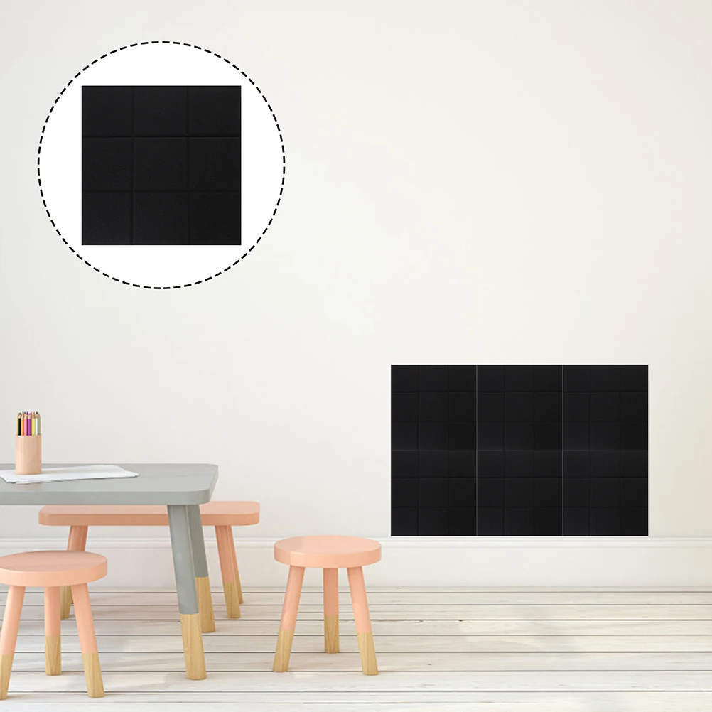 

6 pcs Black Wall Stickers Soundproof Panels Sound Absorbing Wall Panel Acoustic Bedroom 9 Blocks Decorative Office Home Studio