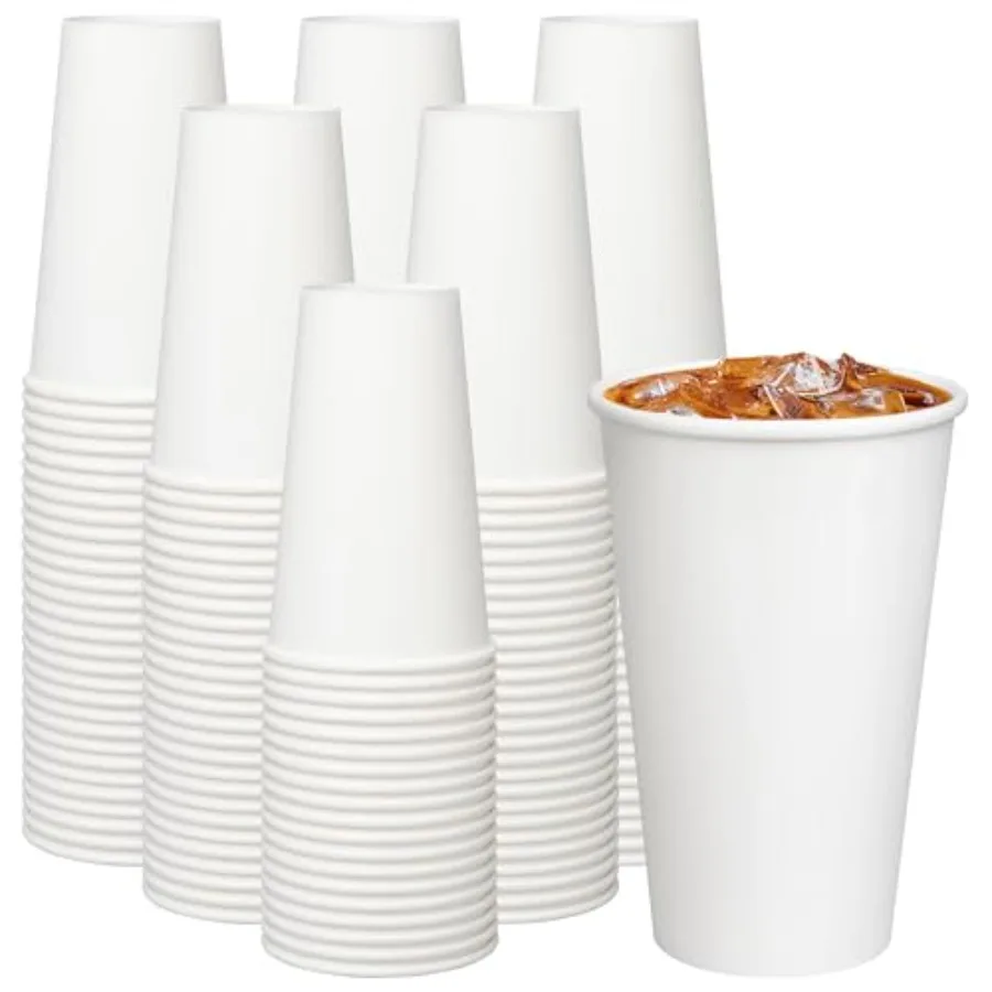 

Coffee Pack, Disposable Paper Cups for Hot Beverage Drinking, White Hot Cups Suitable for Party, Picnic, Travel, and Events