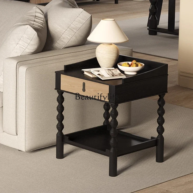 

ls 42American medieval sofa retro square side table locker living room storage square coffee table
