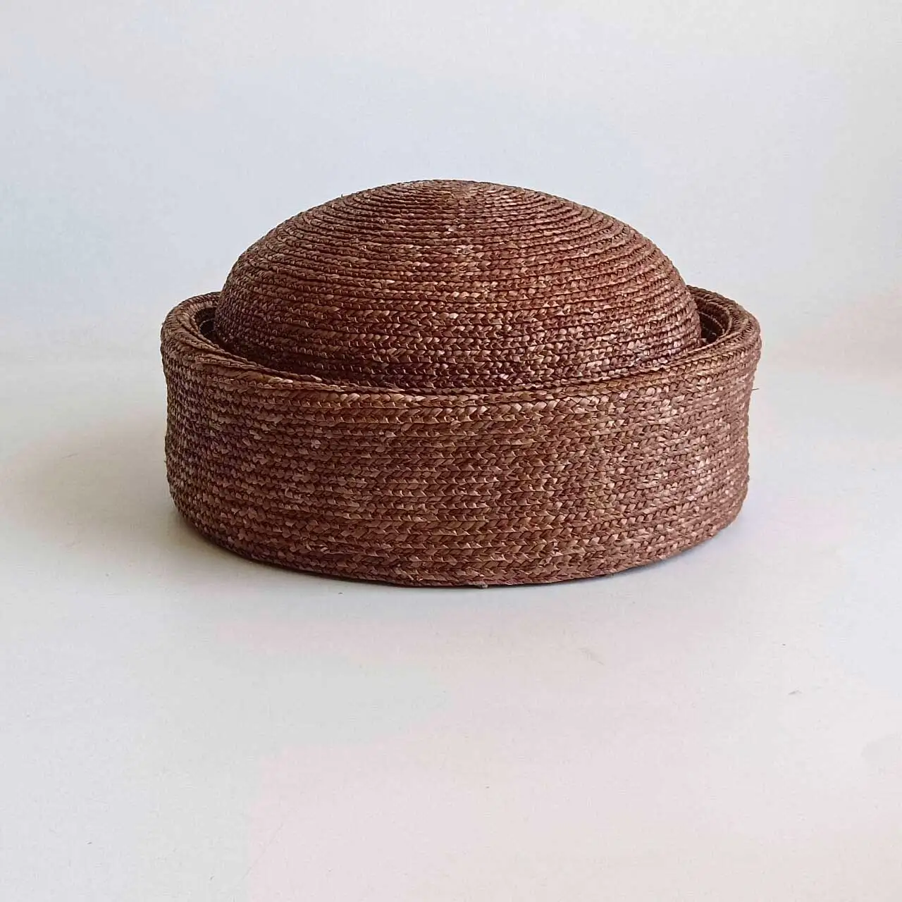 Pillbox Hat Coffee-colored 100% Natural Straw hat for men women japanese summer sailor hat Beach Beret sun cap