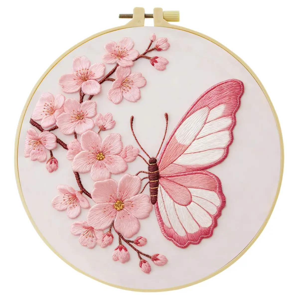 1 Stück 20x20 cm/15x15 cm 7,87/6,3 Zoll Pfingstrosen-Schmetterling-Stickerei-Starter-Kit DIY-Kit DIY-Stickerei-Set für Anfänger – Detail 3