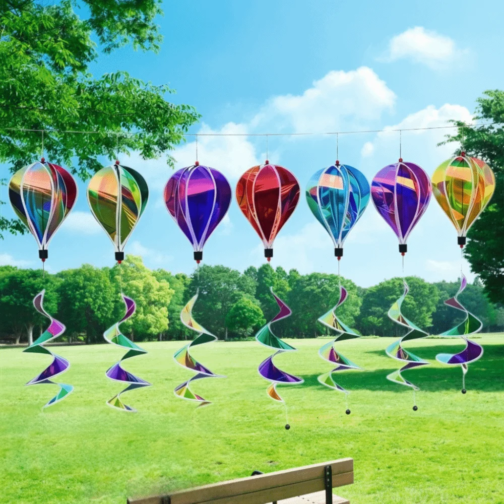 1PC Balloon Random Color Hot Air Balloon Colorful Giant Size Wind Spinners Plastic Material Rainbow Wind Strips Picnicking