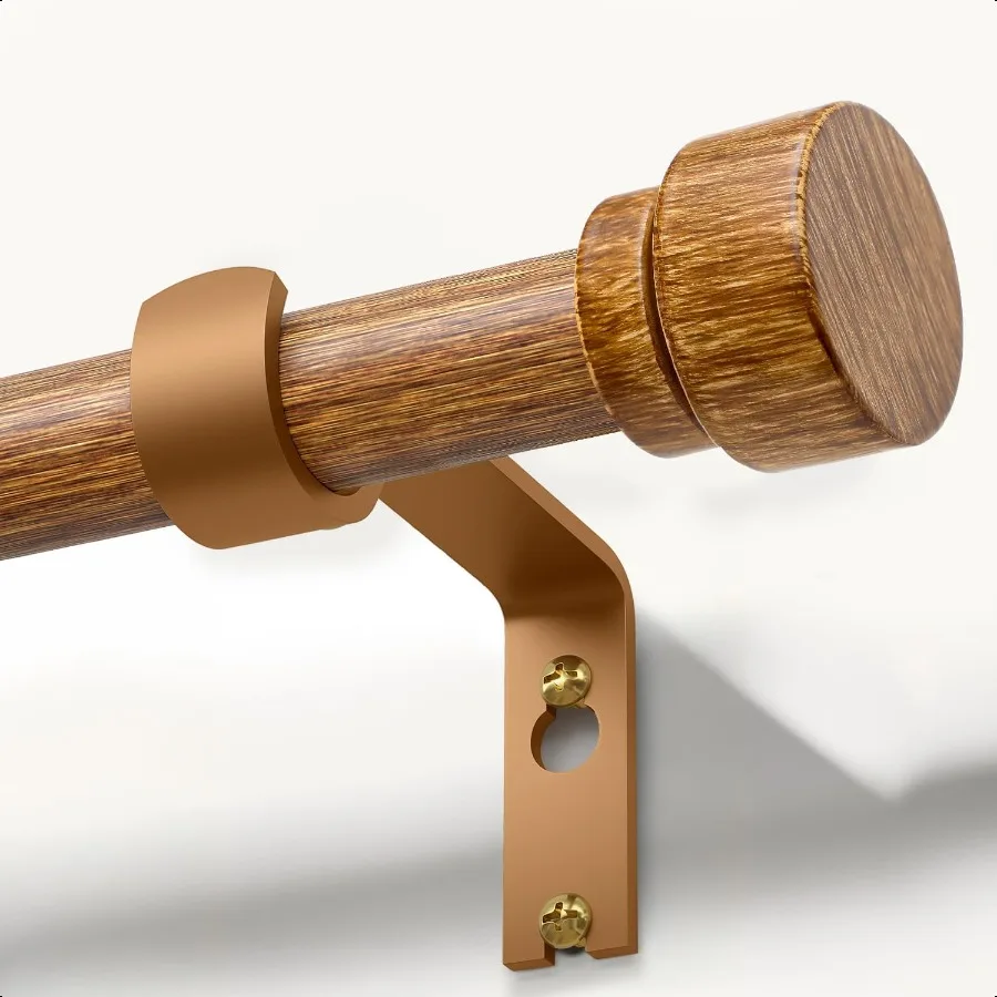 

Wood Curtain Rods for Windows 66 to 120 Inches 1 Diameter Boho Decorative Heavy Duty Window Curtain Rod Adjustable with Solid F