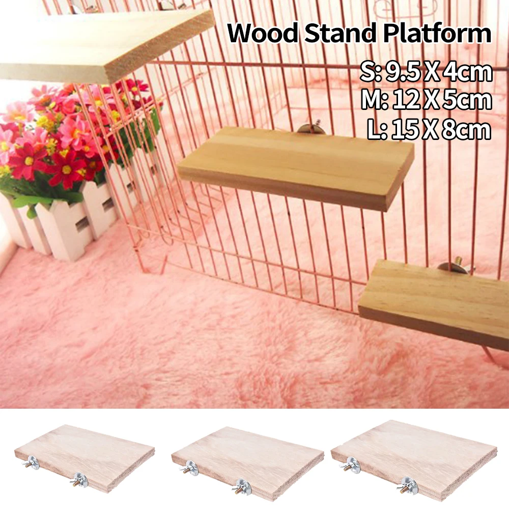 Parrot Bird Wood Perch Stand Platform Rectangle Fan-shaped Shelf Stand Board For Cockatiel Hamster Gerbil Rat Budgie Parakeet