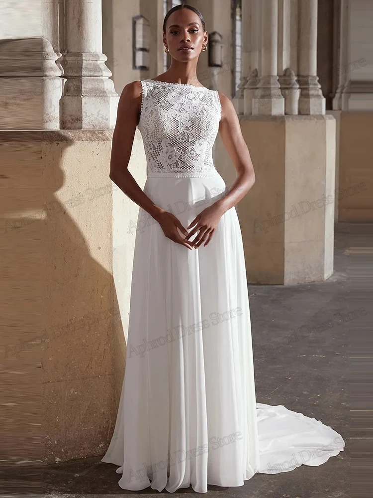 빈티지 웨딩 드레스 라인 신부 가운 레이스 아플리케 민소매 백리스 로브 글래머러스 베스티도스 데 노비아 맞춤 제작 2025