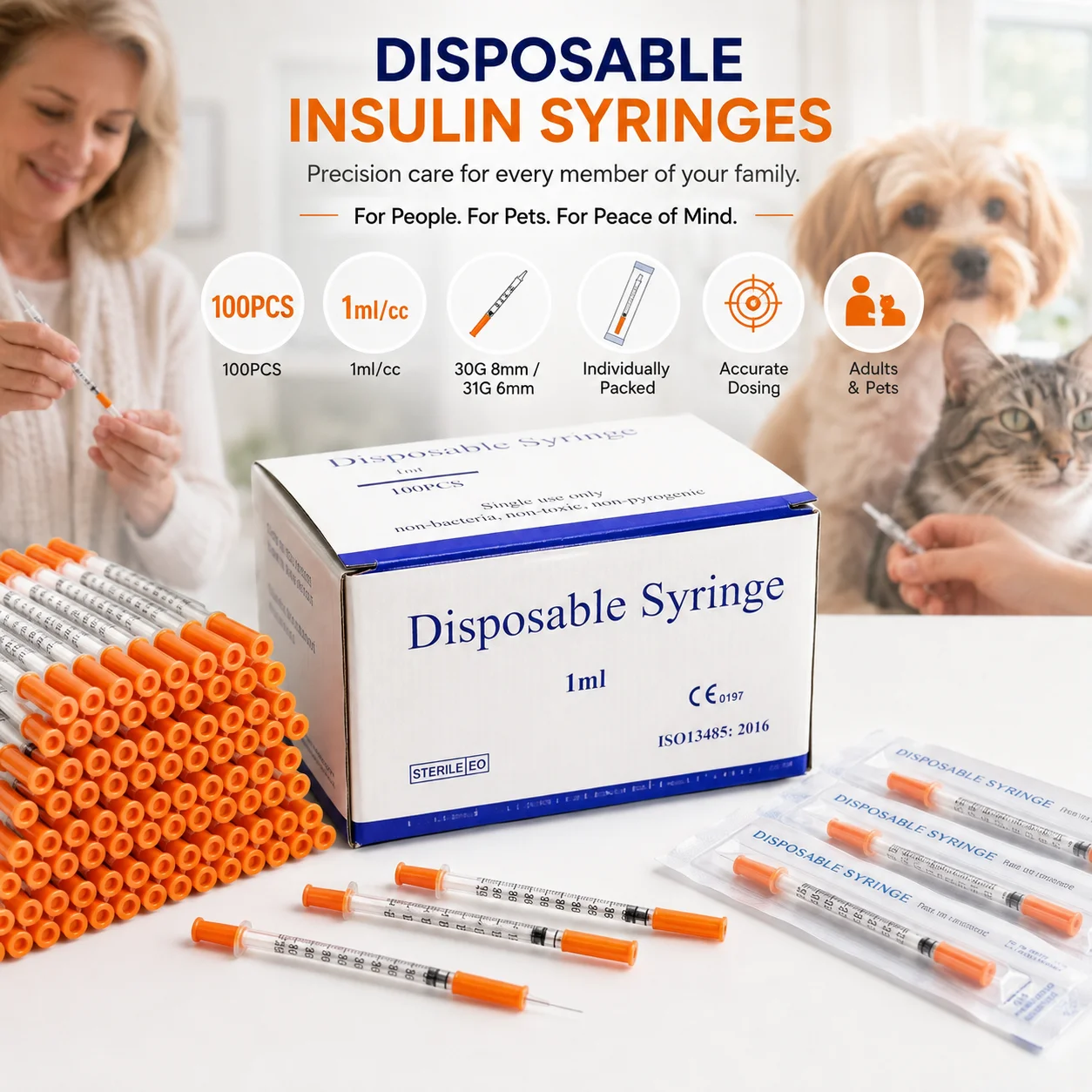 Baby Food Allergy Rash - 100PCS 0.5/1ml/cc 31/30G 8mm 6mm Disposable