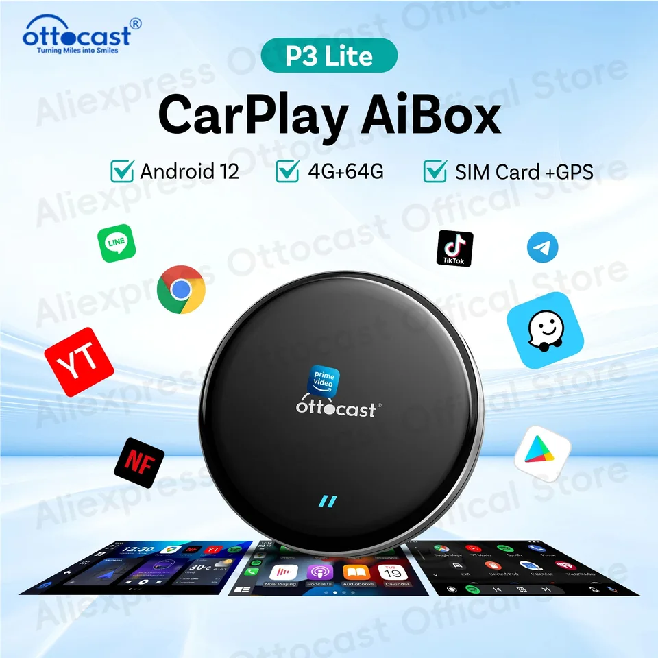 OTTOCAST P3 Lite CarPlay AI Box Android 12