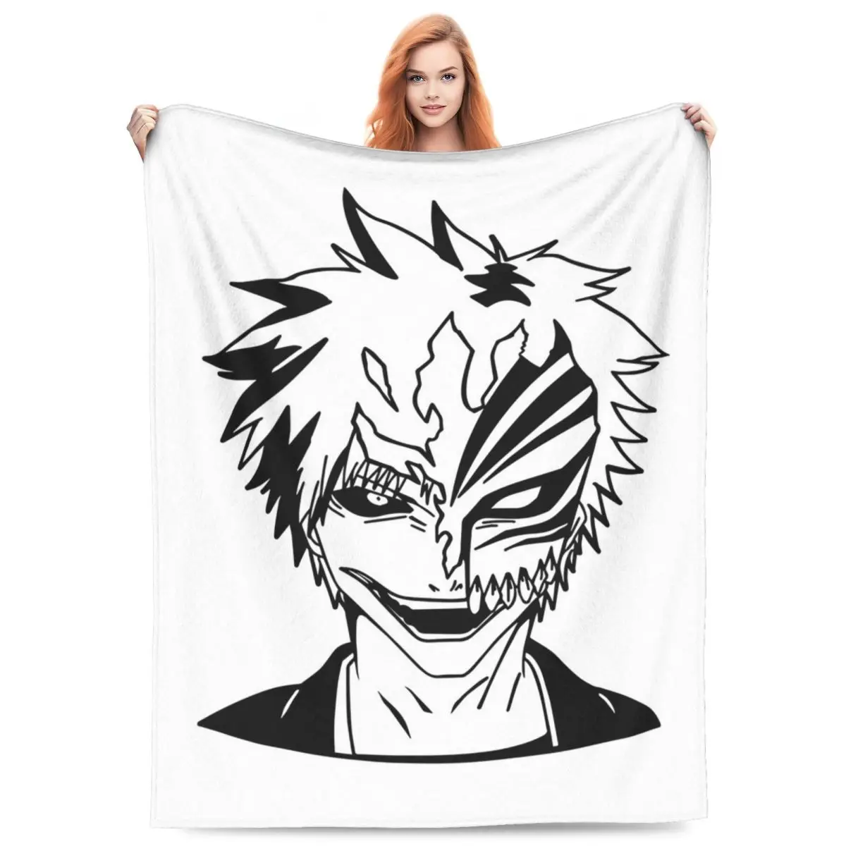 Ichigo Kurosaki Anime Blanket Fleece Sofa Throw Blanket Portable for Home Bedroom Office Throws Bedspread Quilt