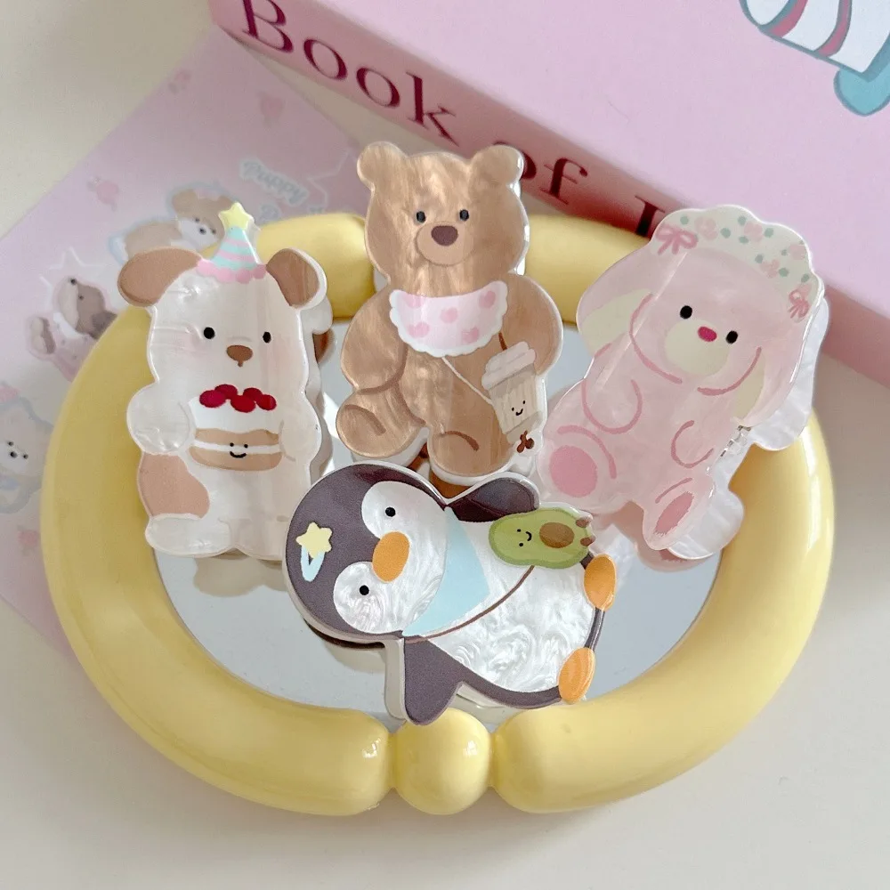 

Simple Bear Cartoon Shark Clip Dog Penguin Acrylic Hair Claw Rabbit Korean Style Animal Shark Clip Ponytail Holder
