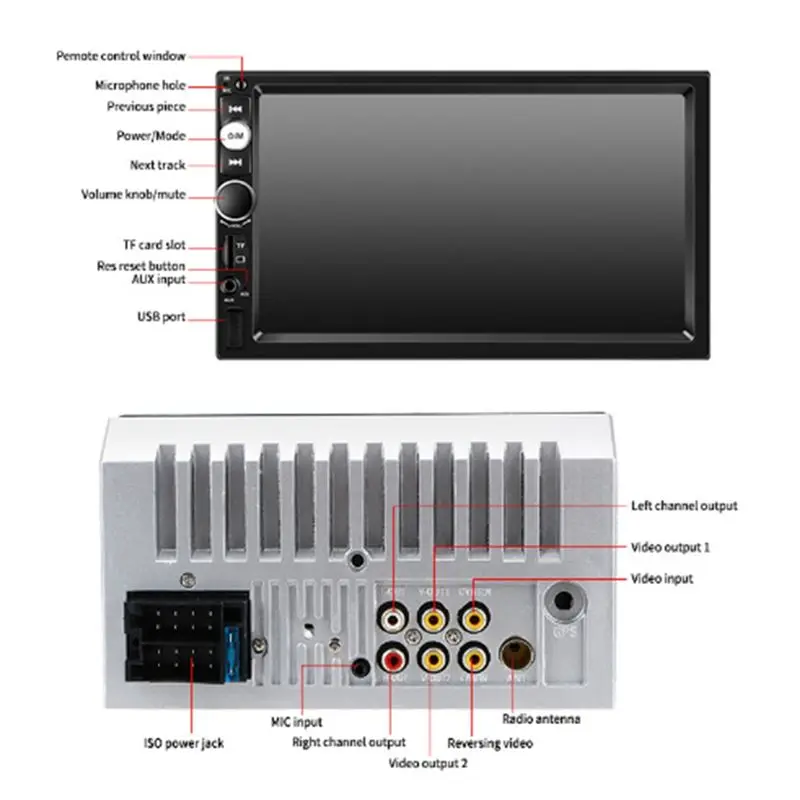 Durable-7Inch 2DIN MP5 Player Car Radio Multimedia Universal With Bluetooth USB TF FM Wired Android Auto Carplay Auto Radio