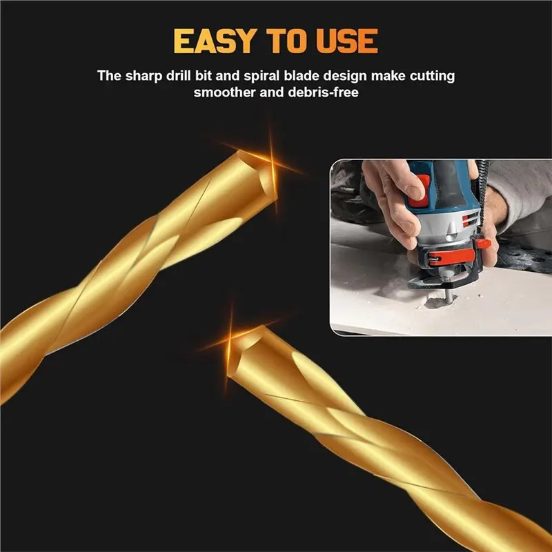 ABJO-Spiral Saw Compatible Guide Point Cutting Bits 50 PCS 1/8 Inch Hss Drywall Router Bits For Use With Power Tools