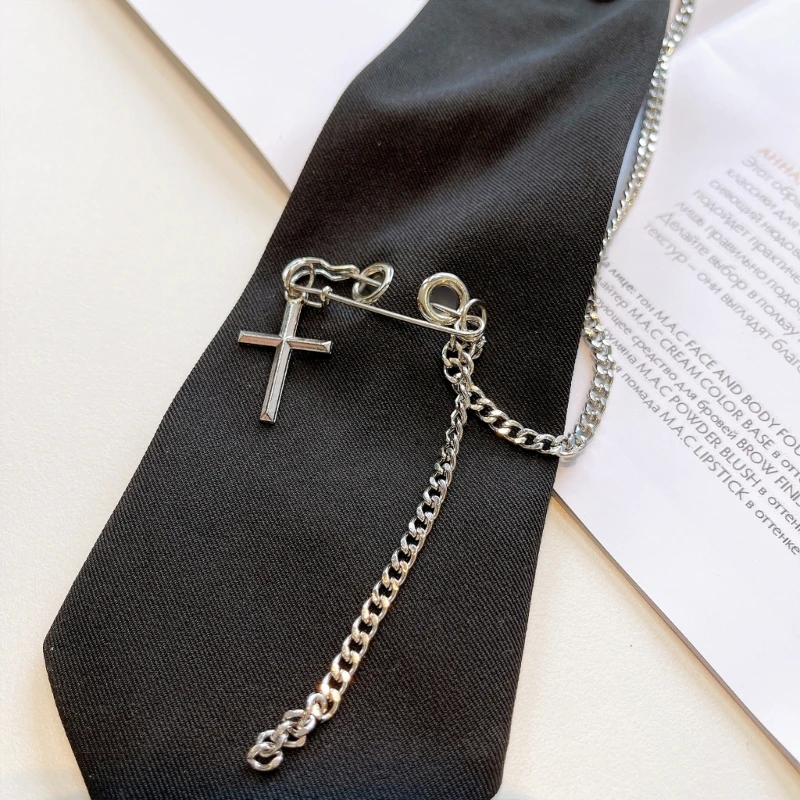 Shirt Tie Female Cool Harajuku Narrow Tie Metal Chain Student Preppy Tie Jumping Cool Small Necktie Tie