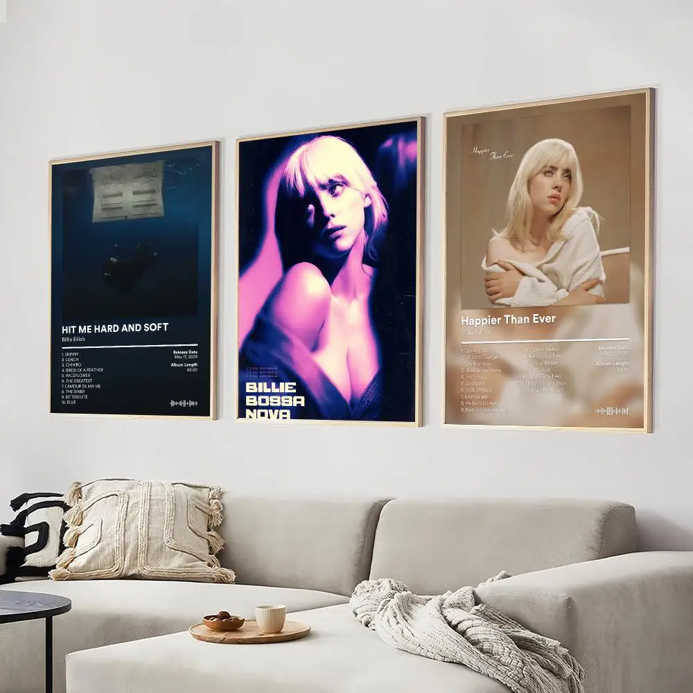 Singer B-Billie E-Eilish Poster Art Prints Wall Art Decor Gifts for Bedroom Living Room Hallway Home Decoration
