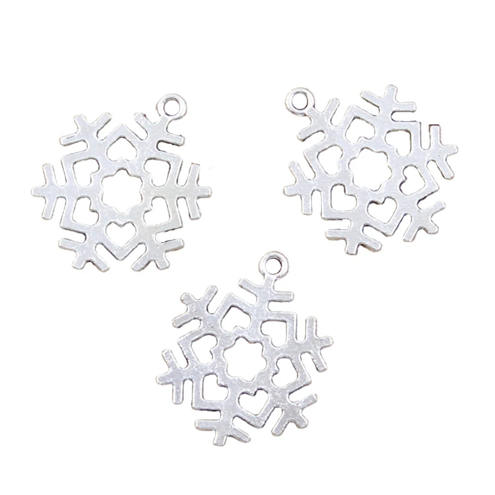 8pcs Charms Snow Snowflake 29x23mm Antique Silver Color Pendants Making DIY Handmade Tibetan Finding Jewelry