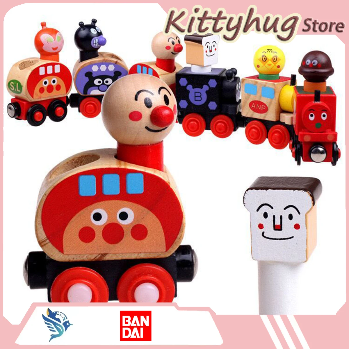 Anpanman Cute Toy Train Educational Toy Magnetic Force Wooden Dolly Fun Birthday Gift