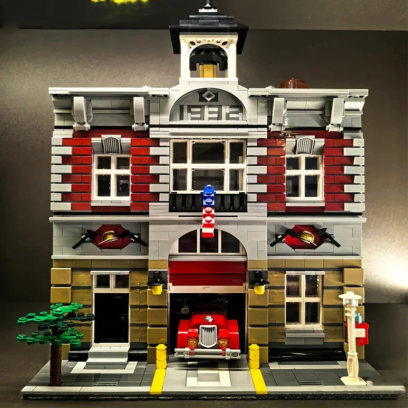 10197 متوافق مع المباني للحماية من الحرائق في المدينة، ومنظار الشارع على الطراز القديم، ومكعبات البناء الصغيرة للأطفال، وألعاب البناء، #3