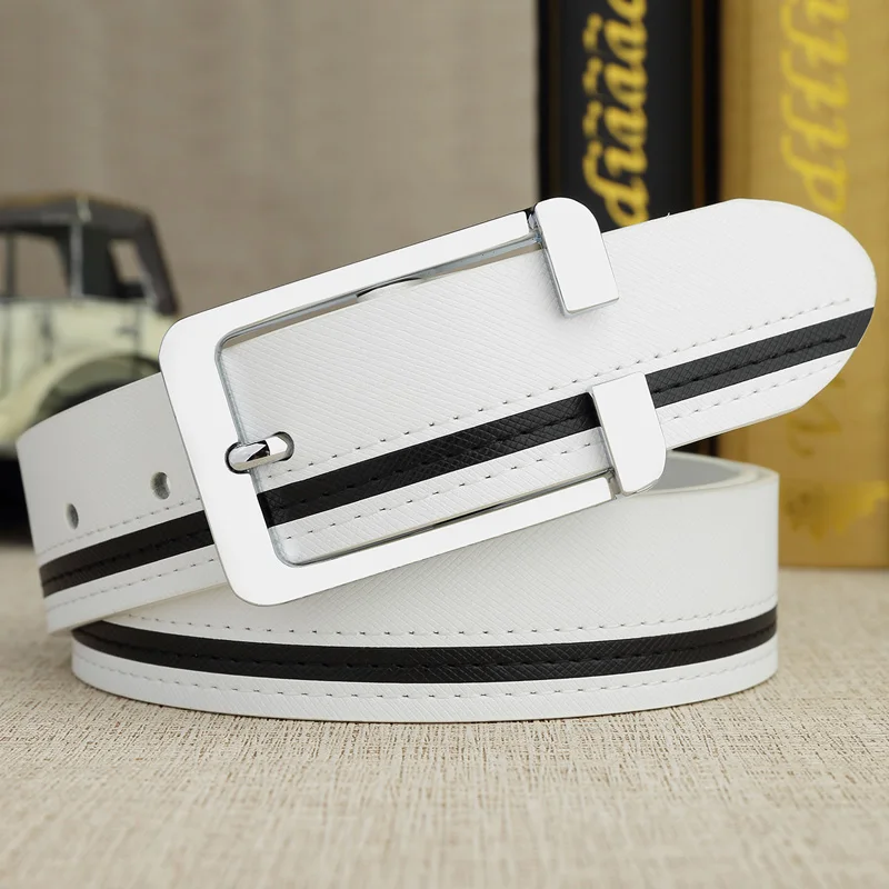 

High Quality Men's Belt Trouser Belt Cowhide Designer Luxury Belt Men's Casual Belt Leather Pin Buckle White Ceinture Hommer