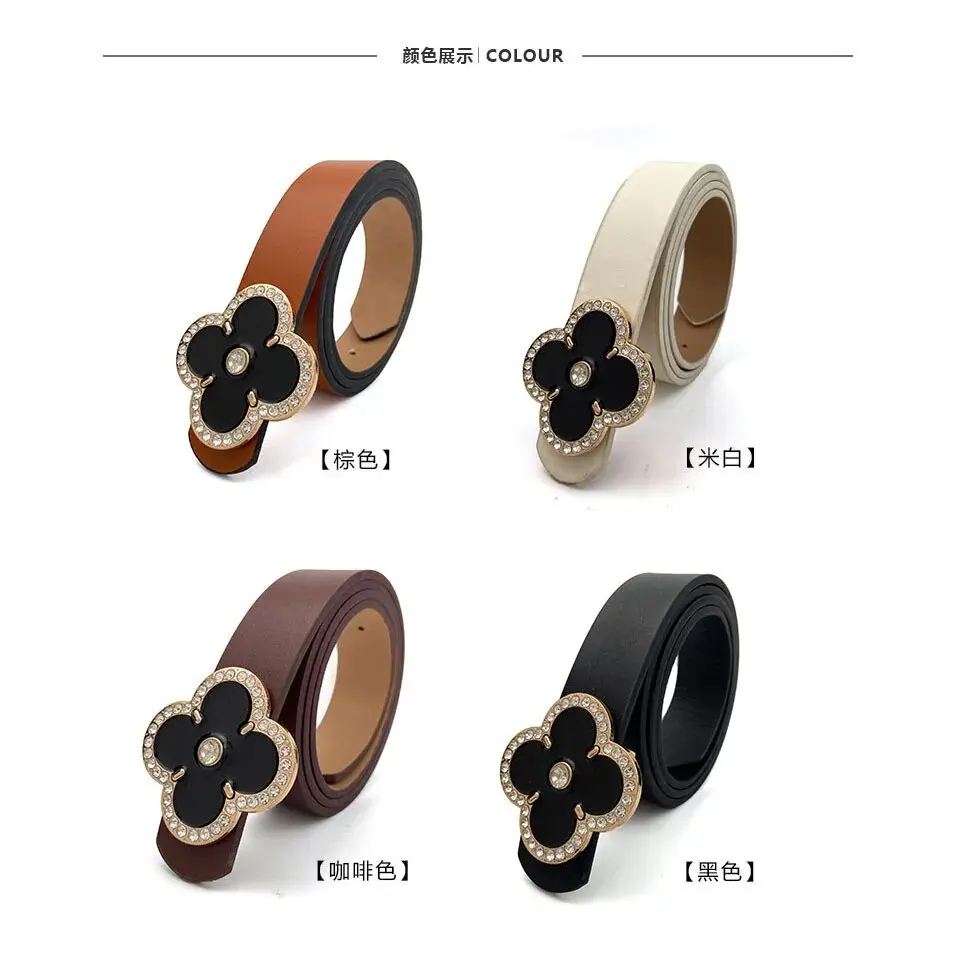 Luxury 2.8cm Width Pu Leather Designer Brand  Outdoor Girl Belt Soft Real Sports Accessories Women Black Belt