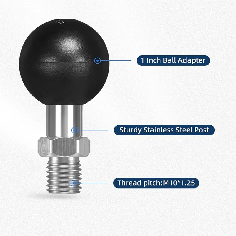 2 حزمة 1 بوصة الكرة محول مع M10x1.25 متري الموضوع متوافق مع RAM يتصاعد B حجم مزدوج المقبس الذراع M10-WMAN