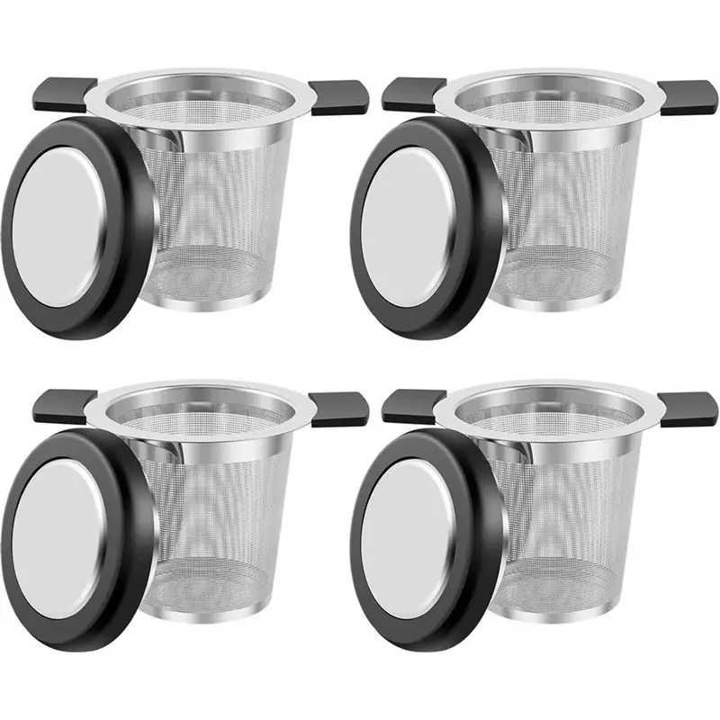 Large Capacity 4 Pcs Stainless Steel Tea Strainers For Loose Tea Tea Steeper Tea Mesh Tea Diffuser For Teapots Cups Mugs